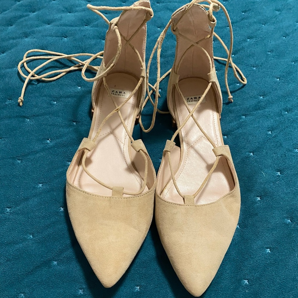 Zara suede lace up flats.